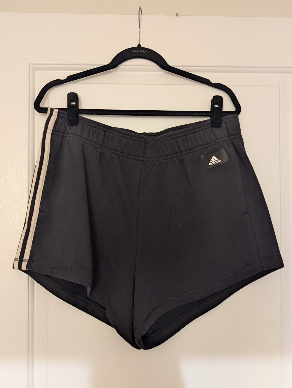 adidas Black Athletic Shorts with White Side Stripes - Sz XL - EUC